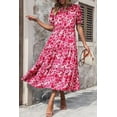 thumbnail image 6 of PRETTYGARDEN Women's Summer Casual Boho Dress Floral Print Ruffle Puff Short Sleeve Flowy Midi Beach Party Dresses, 6 of 8