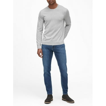 Banana Republic Men’s Crew Neck Pullover Sweater (Gray, M)