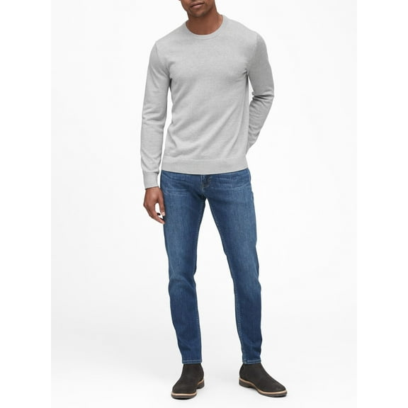 Banana Republic Men’s Crew Neck Pullover Sweater (Gray, M)