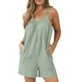 thumbnail image 5 of snowsong Women's Jumpsuits, Rompers and Overalls,2024 New Women's Solid Casual Pocket Suspender Short Jumpsuit,Jumpsuits for Women,Plus Size Jumpsuit,Jumpsuits Casual, Green XL, 5 of 9