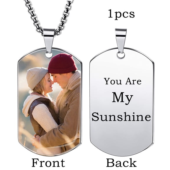 Laser Engraved Photo Pendant/Custom Full Color Printing Personalized Love Note Message Stainless Steel Ball Chain Necklace Handmade