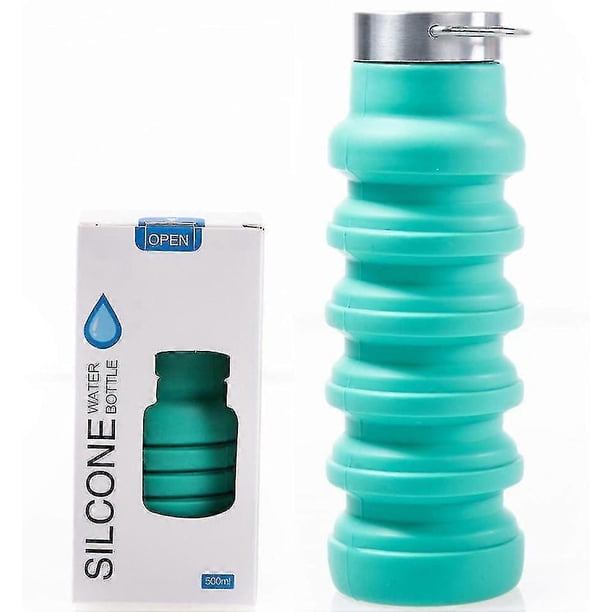 550ml Portable Sports Water Bottle, Outdoor Collapsible Silicone Water Cup, Stainless Steel Cover
