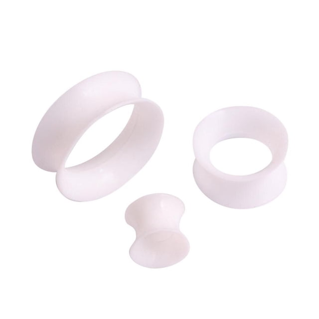 Par de tapones para los oídos de túnel de carne doble acampanados flexibles y delgados de silicona Tan Jianjun unisex