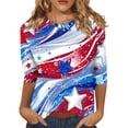 thumbnail image 2 of HAVUITYY Independence Day 3/4 Sleeve Sweaters for Womens, Plus Sized Fashion Flag Printed Crew-Neck Pullover, Women's Spring Going Out Tops for Gifts & Wear, 2 of 5