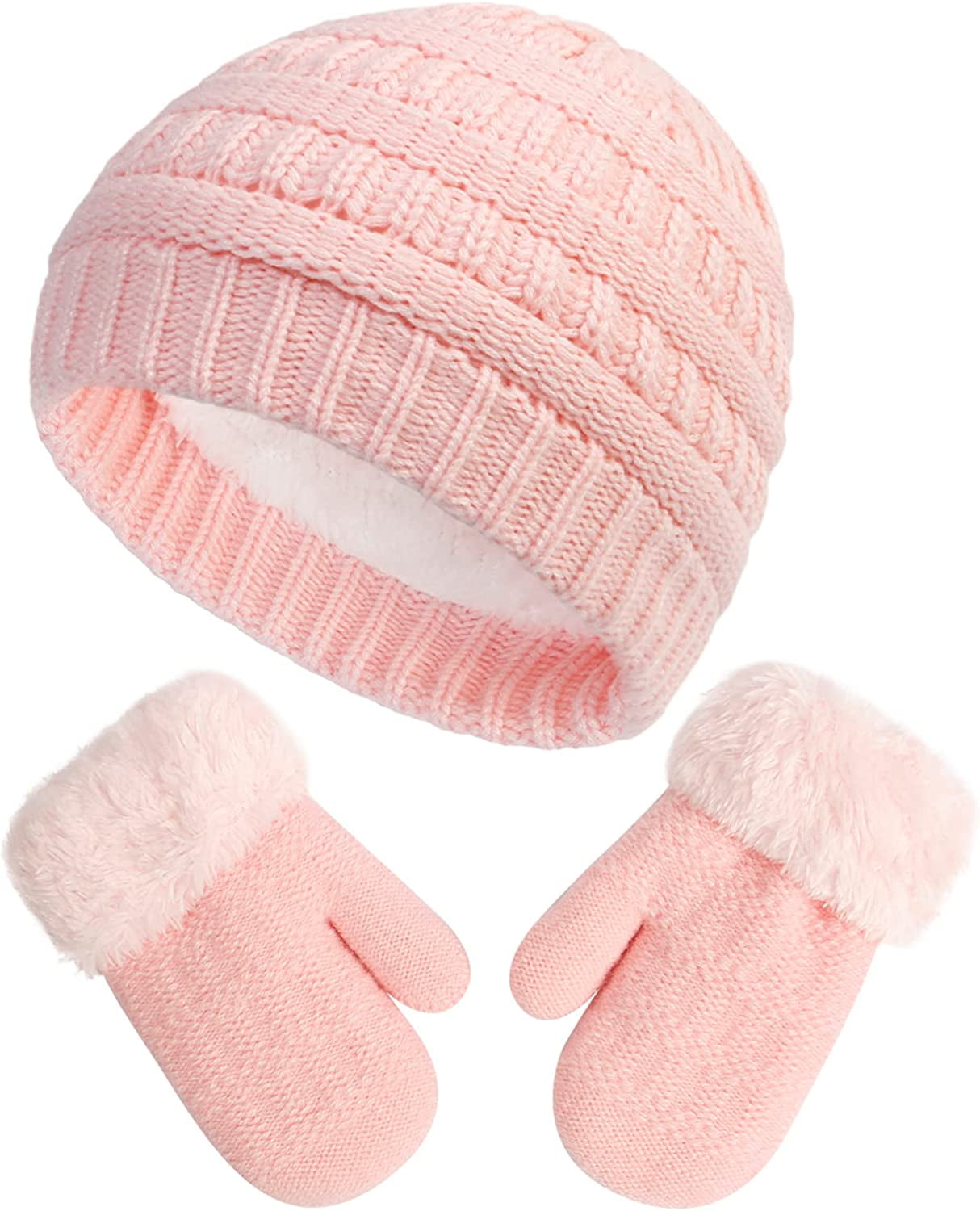 Muryuobao Toddler Kids Girls Boys Knitted Winter Hat Gloves Set Warm