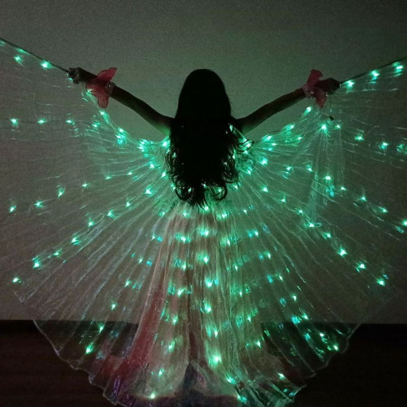 LED Isis Wings Glow Light Up Clothes Belly Dance Costume Stick Performance Prop 