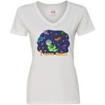 thumbnail image 3 of Inktastic I Love Space Cute Dinos and Planets Women's V-Neck T-Shirt, 3 of 5