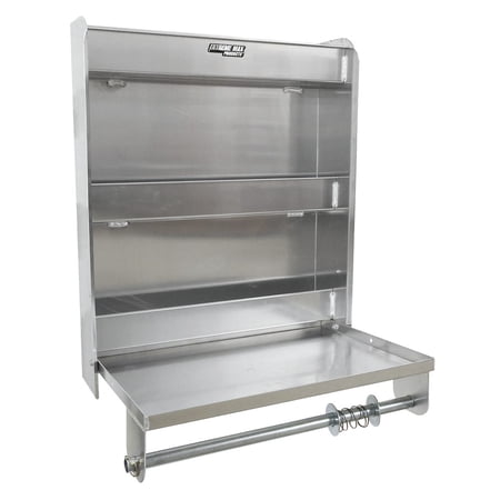 UPC: 0811368036965 | Extreme Max 5001.6049 Aluminum Work Station Storage Cabinet Flip-Out Work Tray with Paper Towel Rack Organizer for Enclosed Race Trailer Shop Garage Storage