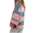thumbnail image 4 of hxobax Womens Oversized Striped Sweatshirt Half Zip Collar Pullover Tops Quilted Preppy Y2K Clothes, 4 of 6