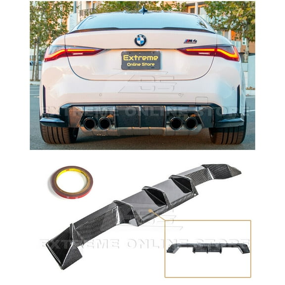 Replacement For 2021-Present BMW G80 M3 G82 G83 M4 Models | Factory Style Carbon Fiber Rear Bumper Lower Quad Exhaust Diffuser