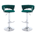 thumbnail image 5 of Hassch Bar Stools Set of 2, 30.1" - 38.1" Height Adjustable Swivel Barstool, Velvet Fabric Upholstered Counter Chair with Metal Legs for Kitchen Island, Green, 5 of 9