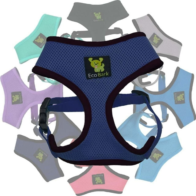 Ecobark Arnés Para Perro – Lujosa Malla Suave – Arnés Ecológico Sobre La Cabeza – Diseño Sin Tirones Y Sin Estrangulamiento – Halter Acolchado Transpirable – Para Perros De Raza Grande (Azul Marino Xx