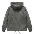 thumbnail image 7 of IYTR Mens Winter Warm Jacket Long Sleeve Zipper Button Hooded Neck Jacket Plus Velvet Coat Solid Color with Pockets Gray L, 7 of 7