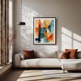 thumbnail image 2 of Abstract Angles of Blue and Orange - India Painting Geometric Modern Art Abstract Mid-Century Modern Pattern Black Framed Wall Art Print 6 x 8 inches, 2 of 4