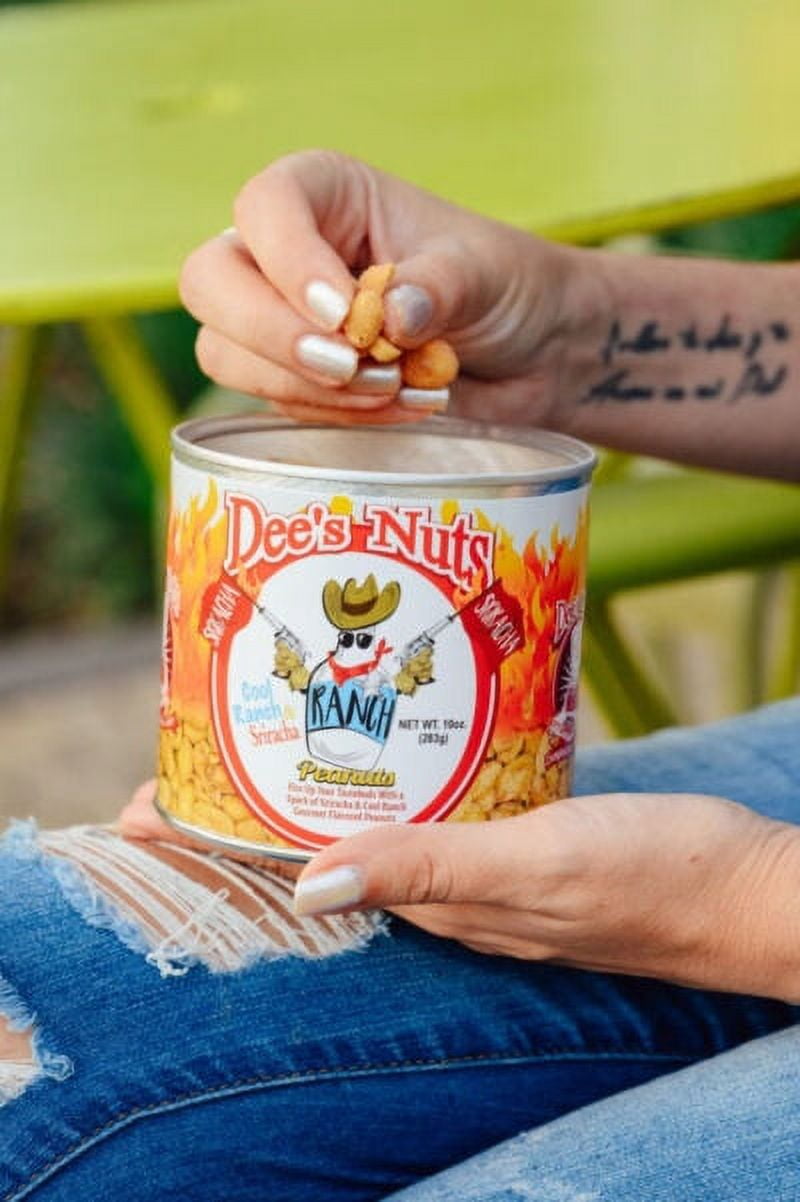 (4 pack) Dee's Nuts Peanuts, Ranch & Sriracha, 10 oz Canister