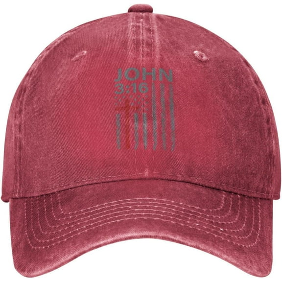John 3:16, Faith, Cross, American Flag, Patriotic Cowboy Hat Baseball Cap Women Trucker Hat Men Snapback Hat Black