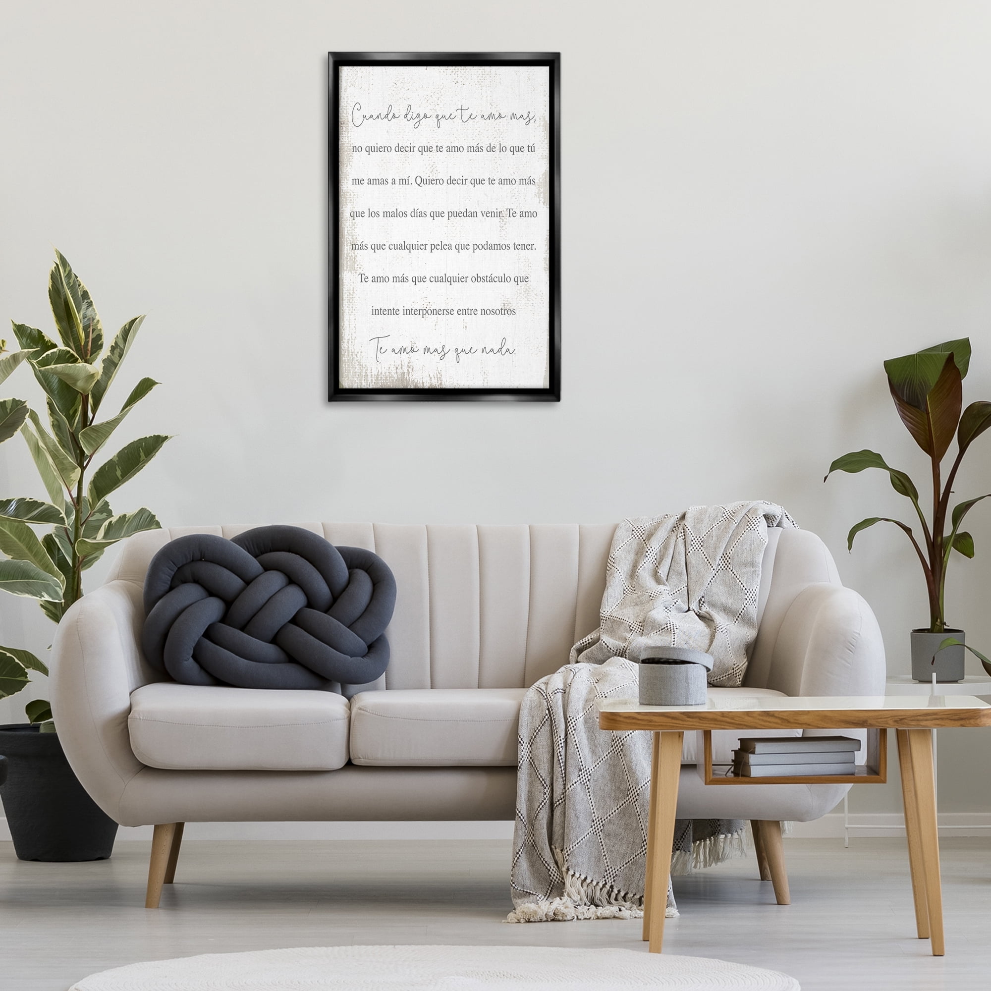 Stupell Industries Te Amo Más Que Nada Inspirational Quotes & Sayings Painting Black Floater Framed Art Print Wall Art, 21 x 31