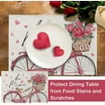thumbnail image 4 of Valentine''s Day Pink Bike Placemats Set of 4, Be Mine Bicycle Rose Love Hearts Holiday Dining Table Place Mats, Anniversary Wedding Kitchen Decor Home Decoration 12 x 18 Inch, 4 of 5