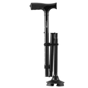 Walking Cane Folding Walking Stick With 8-Level Height & 4-Pronged Pivoting Base