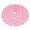 thumbnail image 3 of Kll 30" Christmas Tree Skirt Pink Donut Xmas Tree Skirts Mat For New Year Xmas Holiday Party Indoor Outdoor Home Decoration, 3 of 9