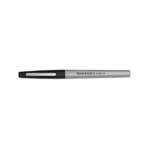Flair Felt Tip Stick Porous Point Marker Pen 0.4mm, Black Ink/Barrel, Dozen