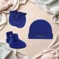 thumbnail image 2 of Krdevn Embroidered Hat with Hand Covers and Foot Socks, Stretchy Gentle Fit Set for Everyday Wear (Baby),0-5 Months, 2 of 3