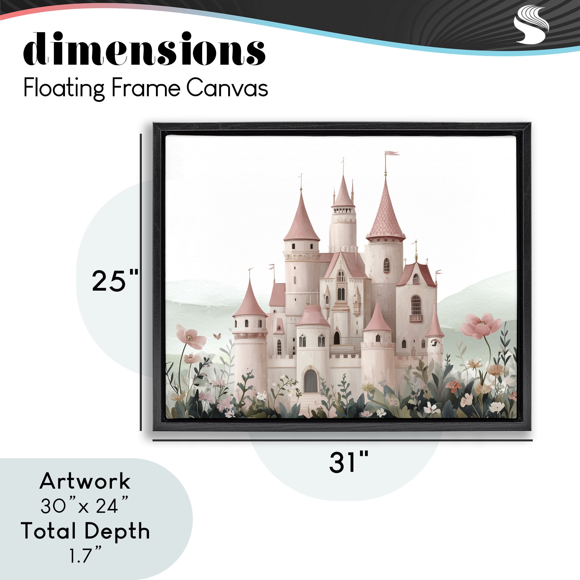 Stupell Industries A Castle For Princess Black Framed Floater Canvas Wall Art, design by Christine Simpson Art