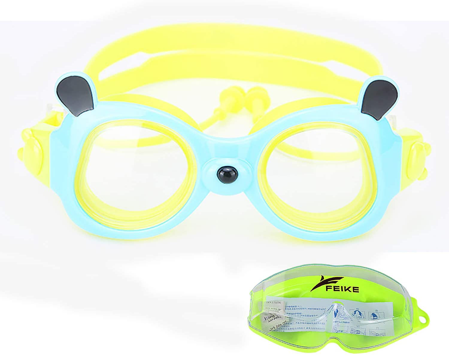 Waterproof Swimming Googles Glasses Large Frame Anti Fog UVA/UVB Protection and No Leak Soft Silicone Gasket Teens Boys Girls with Free Protection Case SG28 3-15 Year Old Swim Goggles for Kids 