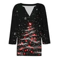 thumbnail image 5 of Christmas Tops for Women Fall Tops 2025 Trendy Dressy Casual Vneck 3/4 Sleeve Shirts Work Black Blouses Button Up, 5 of 5