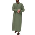 thumbnail image 1 of XDZJLR Mens Shirts Middle Arabic Style Long Button Muslim Robe Long Sleeve Robe Side Slit Robe Button Pocket Robe Shirts for Men, 1 of 7