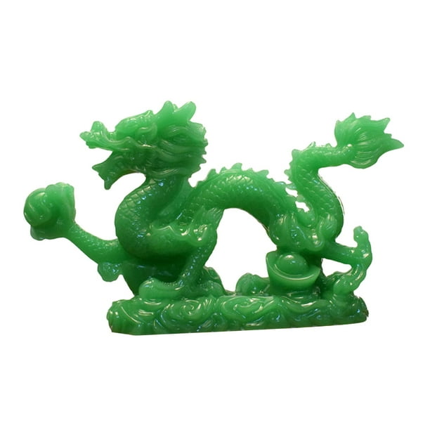 Figura de dragón chino Escultura de dragón Adorno Centro de mesa Dragón verde