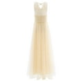 thumbnail image 2 of iEFiEL Kids Flowy Flower Girl Dress Cutout Back Wedding Birthday Party Dress Champagne 10, 2 of 7