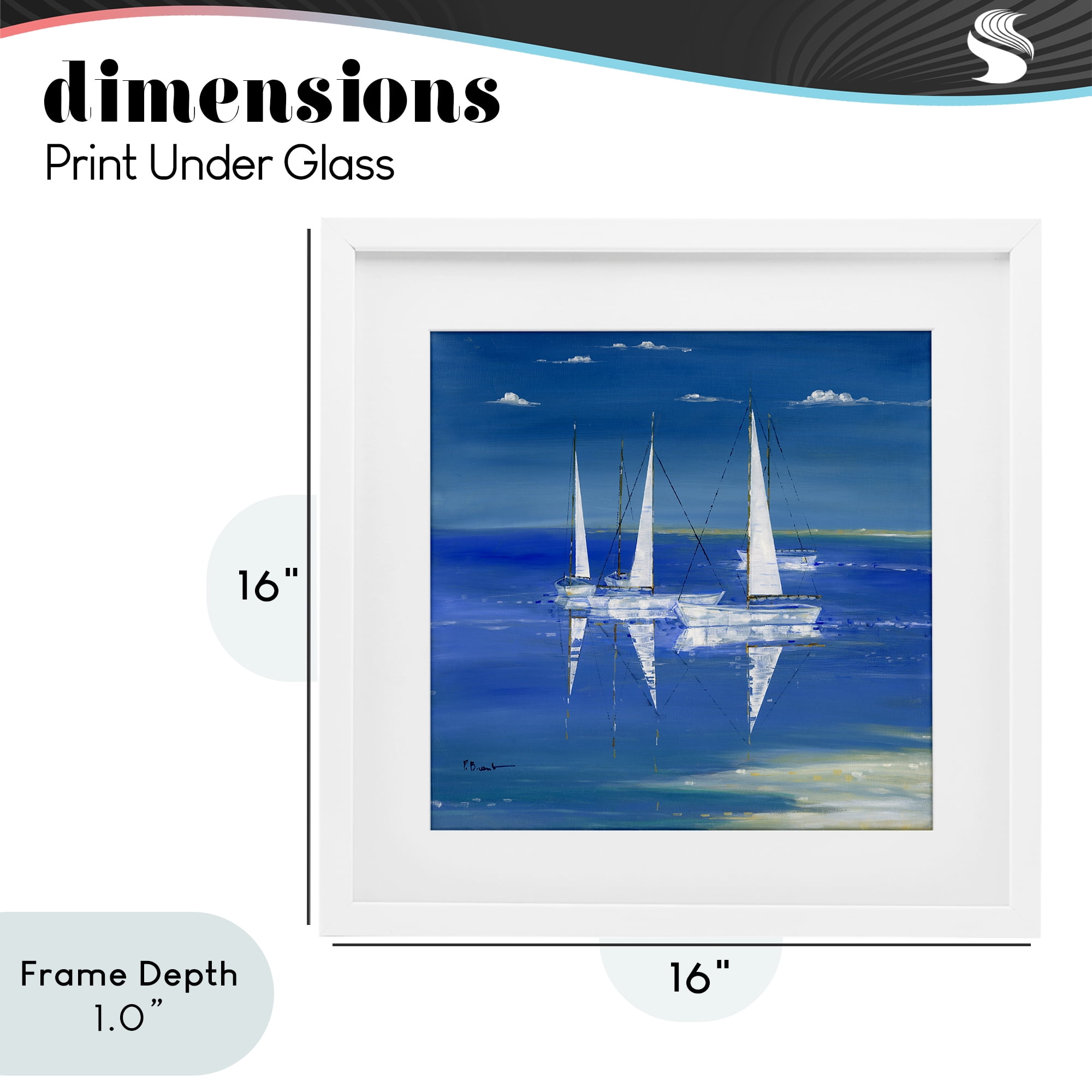 Stupell Industries Serenity Sailboats Reflected on Water White Framed Print Under Glass, design by Paul Brent