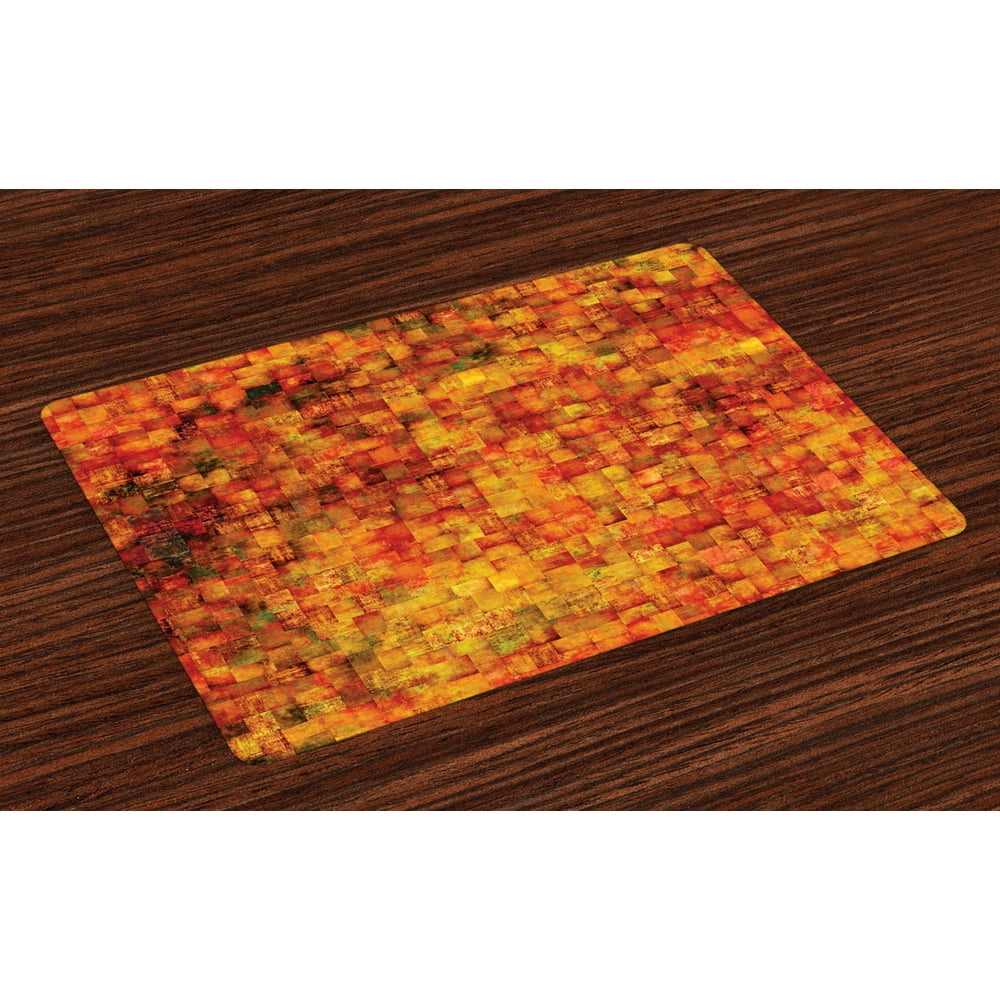 Burnt Orange Placemats Set of 4 Vintage Mosaic Background Quadratic