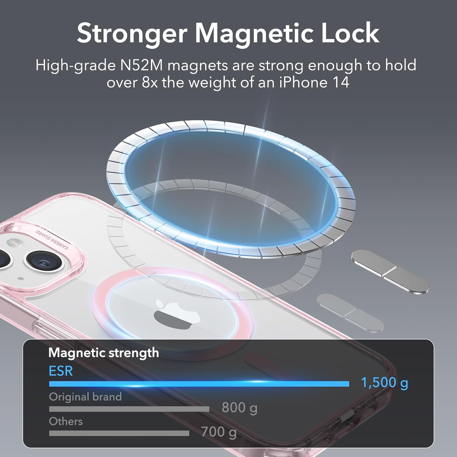 CRKMGS-Classic Hybrid Case (HaloLock) - MagSafe Compatible, Shockproof Military-Grade Protection for iPhone 14/13, Clear Pink