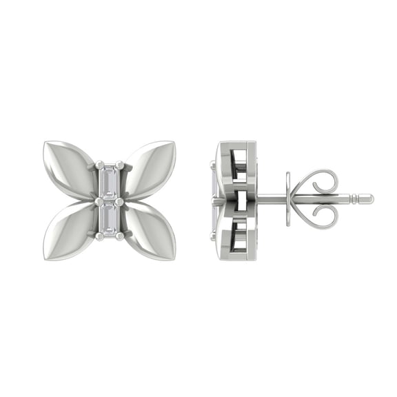 Araiya Sterling Silver Baguette Diamond Stud Earrings (1/10 cttw, I-J Color, I2-I3 Clarity)