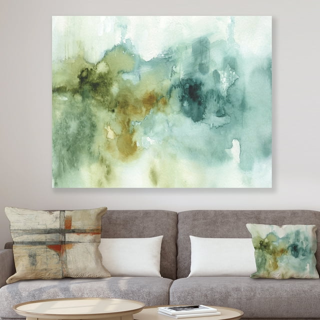 Designart - Maison Verte Aquarelle Abstraite - Art Moderne et Contemporain sur Toile
