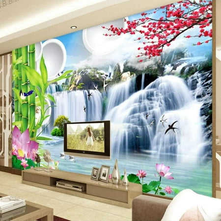 Wall Mural Peel And Stick 3d Removable Wallpaper Chinese Style Landscape Waterfall Bamboo Wall Art Self Adhesive Modern Home Decor For Living Room Dining Room Bedroom Office Walmart Canada