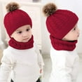 thumbnail image 2 of SinhoonToddler Kids Warm Beanie Crochet Cap Scarf 2pcs Baby Sets Solid Color Winter New Baby Boy Knit Hats Girl Hat, 2 of 3
