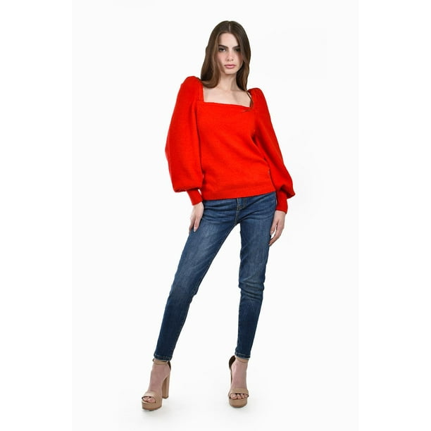 Sueter de escote cuadrado Roman Fashion /Juvenil, 7495 (Rojo rojo G