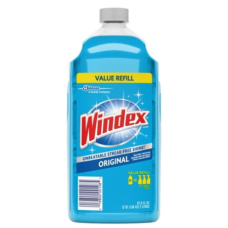 Windex Glass Cleaner Refill, Original Blue, 2 L