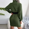 thumbnail image 7 of Herrnalise Women's Casual ButtonHigh Neck Long Sleeve Bottom Sweater Dress S-L, 7 of 7