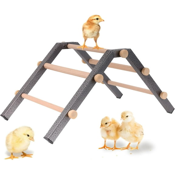 Baby Chick Perch, Durable Metal Stand with Wooden Roosting Bar for coop and brooder, Training Chicken Perch Easy to Assemble and Clean, Fun Toys for Chick