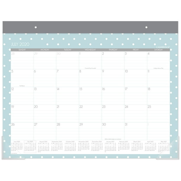 Cambridge Stephanie Academic Monthly Desk Pad Calendar, 21-3/4 X 17, July 2020 - - Walmart.com ...