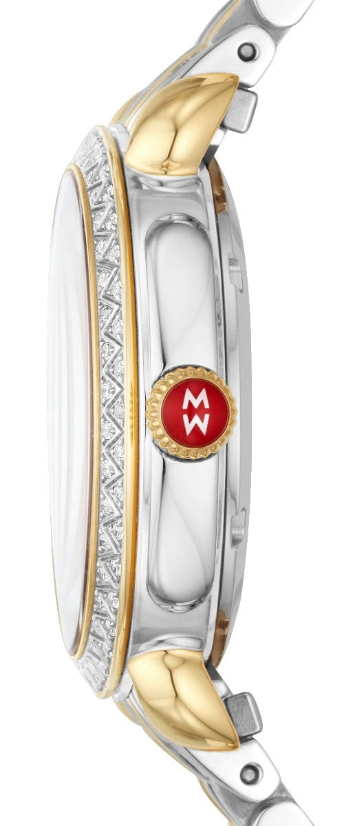 Michele Sidney Classic Two-Tone Stainless Steel Mother-of-Pearl Dial Diamonds Womens Watch MWW30B000002