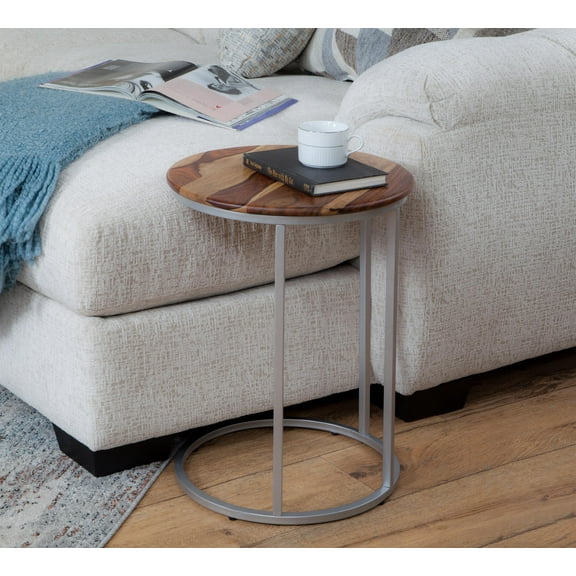 Union Solid Wood Top and Metal C-Table