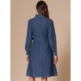 thumbnail image 3 of DARING DIVA Denim Shirt Dress Long Sleeve Belted Dress L Dark Blue, 3 of 6
