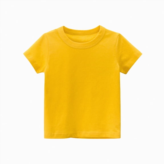 Xudanell Kids' Tees Crewneck Cotton Solid T-Shirts Boys Girls Short Sleeve Toddler Comfort Soft T-Shirt Undershirt Tops (2 Years,Yellow)