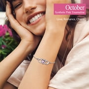 Silvora Women Heart Infinity Bracelet Synthetic Tourmaline Birthstone Sterling Silver Bracelet Birthday Gift for Mother Daughter - October