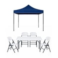 thumbnail image 1 of Combo de Mesa de 122 cm y 4 Sillas Plegables con Toldo Azul Impermeable, 1 of 8